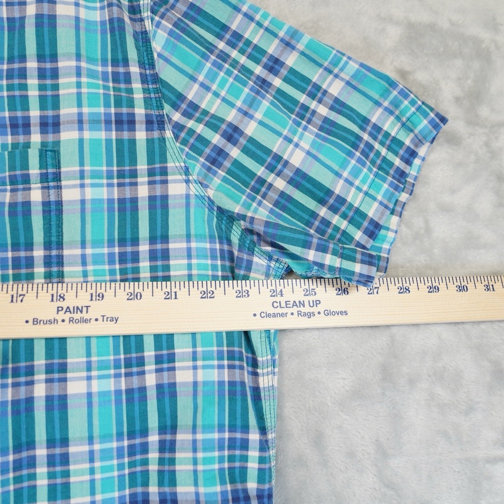 LL Bean Shirt Mens XL RG Blue Green White Short Sleeve Button Up Gorpcore - Picture 2 of 7